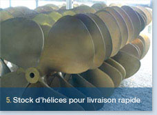 5. stock d'hélices pour une livraison rapide 4. Réglage et usinage de l'arbre